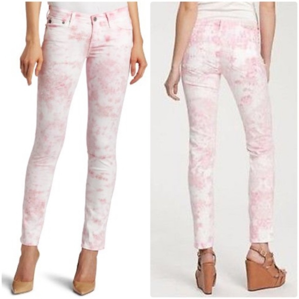 AG Stilt Cigarette Leg Jeans Tie Dye Pink {D38}